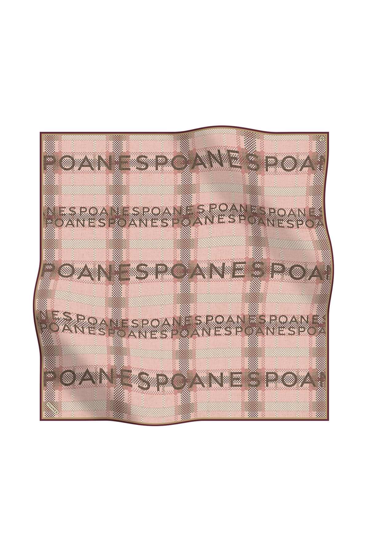 Poanes Ekose Desenli Twill İpek Eşarp