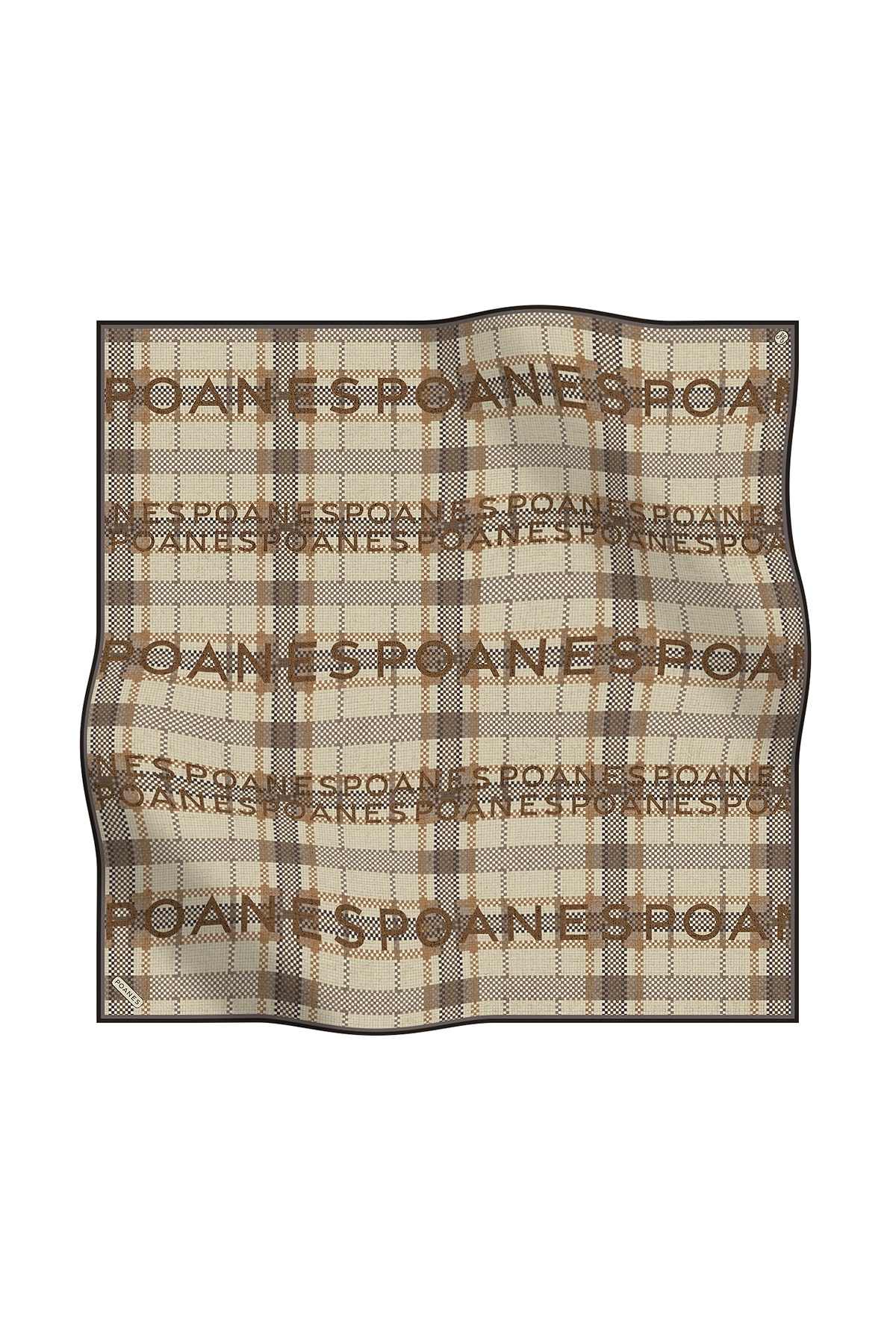 Poanes Ekose Desenli Twill İpek Eşarp - Image 2
