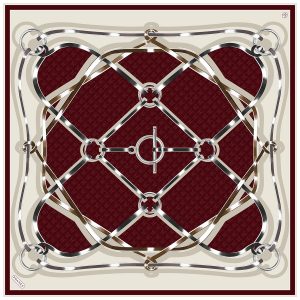 Marin Monogram Desenli Twill İpek Eşarp