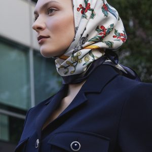 Kar Tanesi Desenli Twill İpek Eşarp