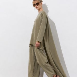 Aura Haki Oversize Tunik Pantolon İkili Takım